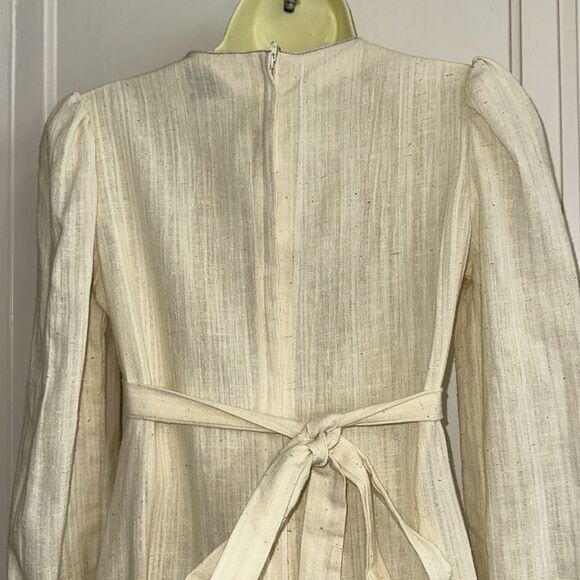 Vintage 70s Trolley Car Brand Boho Cream Maxi Dress with Red Floral Embroidery - Picture 8 of 11